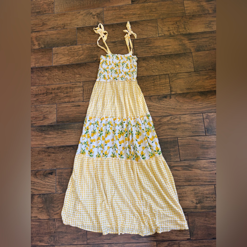Yellow Smocked Sundress with Spaghetti Straps